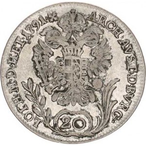 Leopold II. (1790-1792), 20 kr. 1791 B 6,595 g, mělčí ražba