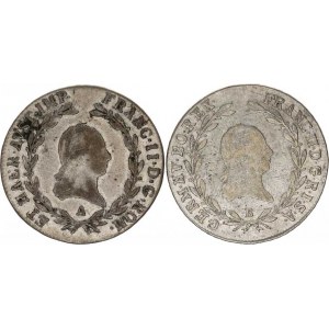 František I. (1792-1835), 20 kr. 1804 B, +1806 A - říšská koruna 2 ks