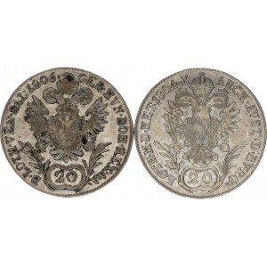 František I. (1792-1835), 20 kr. 1804 B, +1806 A - říšská koruna 2 ks