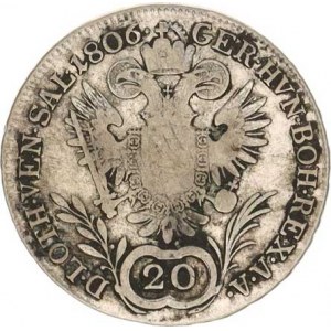 František I. (1792-1835), 20 kr. 1806 A - říšská koruna, zbytky patiny