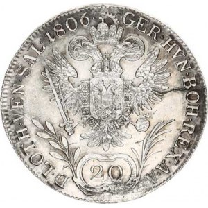 František I. (1792-1835), 20 kr. 1806 A - říšská koruna, vada stř. v av.