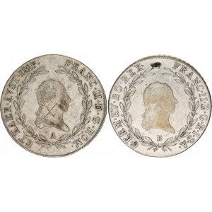 František I. (1792-1835), 20 kr. 1806 A - říšská koruna (škr.), +1804 B (vryp nad hlavou)