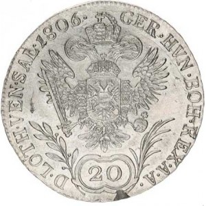 František I. (1792-1835), 20 kr. 1806 C - říšská koruna, hr., škr.
