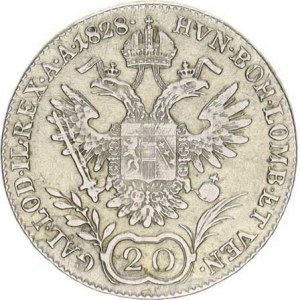 František I. (1792-1835), 20 kr. 1828 A, ryska ve štítku, tém.
