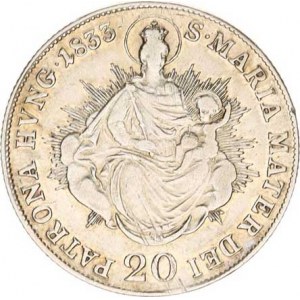 František I. (1792-1835), 20 kr. 1833 B - Madona R, mělčí ražba, tém.