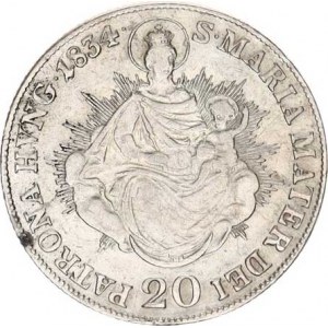 František I. (1792-1835), 20 kr. 1834 B - Madona, skvrna, tém.