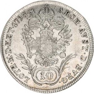 František I. (1792-1835), 10 kr. 1793 A, zc. nep. just.