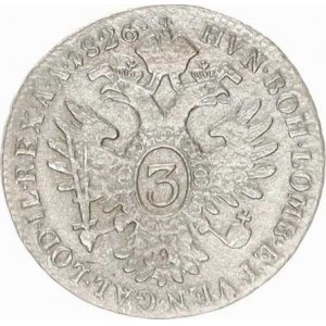 František I. (1792-1835), 3 kr. 1826 A, mělká ražba, tém.