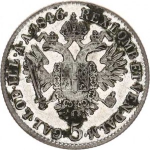 Ferdinand V. (1835-1848), 5 kr. 1846 A, zbytky patiny