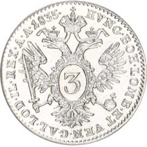 Ferdinand V. (1835-1848), 3 kr. 1835 A - FERDINANDVS R sbírkový