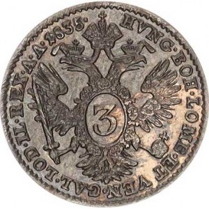 Ferdinand V. (1835-1848), 3 kr. 1835 A - FERDINANDVS R patina