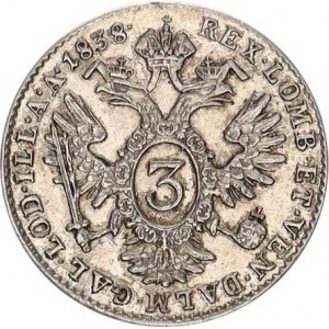 Ferdinand V. (1835-1848), 3 kr. 1838 A R