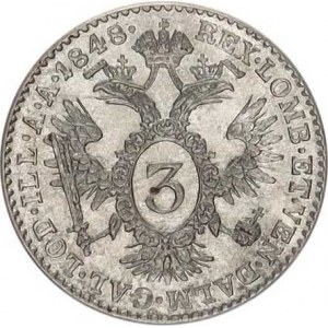 Ferdinand V. (1835-1848), 3 kr. 1848 A