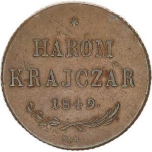 Revoluce 1848-1849, Három = 3 Krajczár 1849 NB, dr. hr., tém.