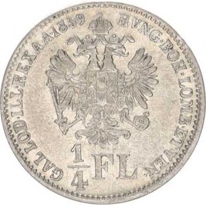 František Josef I.(1848-1918), 1/4 Zlatník 1859 B, tém.