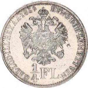 František Josef I.(1848-1918), 1/4 Zlatník 1859 E R