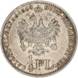 František Josef I.(1848-1918), 1/4 Zlatník 1860 E R