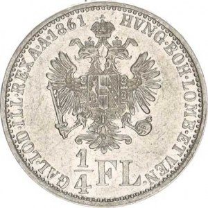 František Josef I.(1848-1918), 1/4 Zlatník 1861 A, tém.