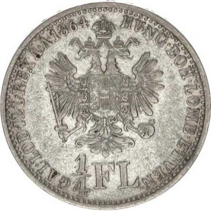 František Josef I.(1848-1918), 1/4 Zlatník 1864 A