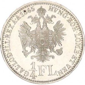 František Josef I.(1848-1918), 1/4 Zlatník 1865 A RR, zc. nep. rys.