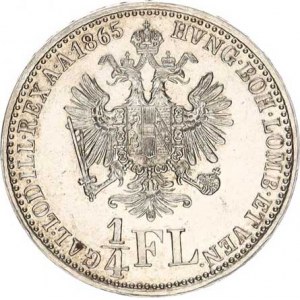František Josef I.(1848-1918), 1/4 Zlatník 1865 A RR, tém.
