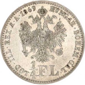 František Josef I.(1848-1918), 1/4 Zlatník 1869 A RR