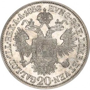 František Josef I.(1848-1918), 20 kr. 1852 A - hlava vlevo R