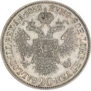 František Josef I.(1848-1918), 20 kr. 1852 A - hlava vlevo R