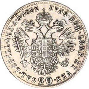 František Josef I.(1848-1918), 20 kr. 1852 A - hlava vpravo, čistěno