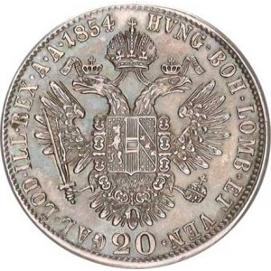 František Josef I.(1848-1918), 20 kr. 1854 C R pěkná patina