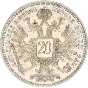 František Josef I.(1848-1918), 20 kr. 1868 b.zn.