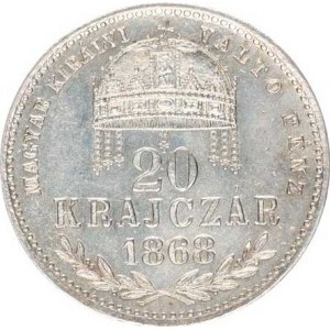 František Josef I.(1848-1918), 20 kr. 1868 KB - MAGYAR KIRÁLYI R