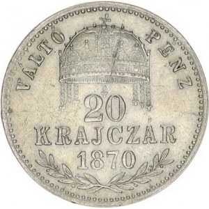 František Josef I.(1848-1918), 20 kr. 1870 GYF R