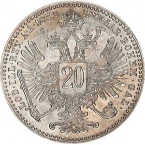 František Josef I.(1848-1918), 20 kr. 1872 b.zn. RR