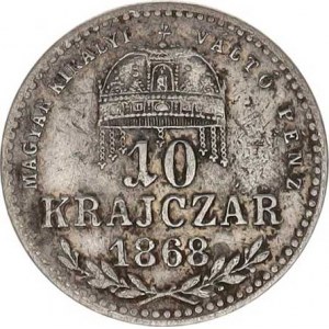 František Josef I.(1848-1918), 10 kr. 1868 KB - MAGYAR KIRALYI