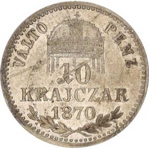 František Josef I.(1848-1918), 10 kr. 1870 KB R, škr. v rv.