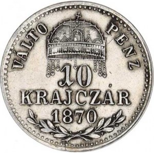 František Josef I.(1848-1918), 10 kr. 1870 KB R, hlazen
