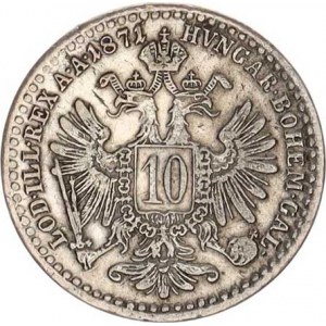 František Josef I.(1848-1918), 10 kr. 1871 b.zn. R