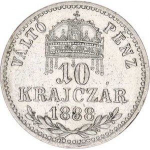 František Josef I.(1848-1918), 10 kr. 1888 KB R, tém.
