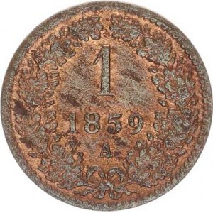 František Josef I.(1848-1918), 1 kr. 1859 A, vada stř.