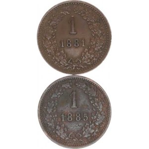 František Josef I.(1848-1918), 1 kr. 1881, 1885 oba b.zn. 2 ks