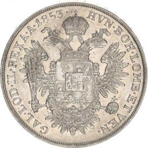 František Josef I.(1848-1918), 1/2 Scudo 1853 V RR 12,993 g +podložní štítek fy. M