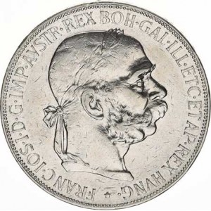 František Josef I.(1848-1918), 5 Koruna 1900 b.zn., dr. rys v av.