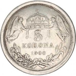 František Josef I.(1848-1918), 5 Koruna 1900 KB FALZUM bílý kov 17,31 g