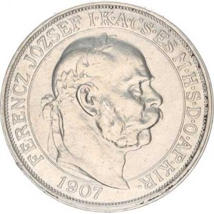 František Josef I.(1848-1918), 5 Koruna 1907 KB - korunovační, zc. nep. hr.