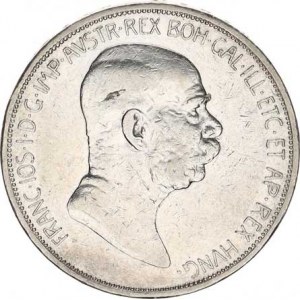 František Josef I.(1848-1918), 5 Koruna 1908 b.zn. - jubilejní, vlas. rys.