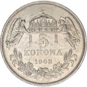 František Josef I.(1848-1918), 5 Koruna 1908 KB, rysky