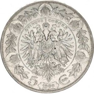 František Josef I.(1848-1918), 5 Koruna 1909 b.zn. - Marschall