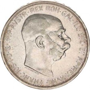 František Josef I.(1848-1918), 5 Koruna 1909 b.zn. - Schwartz, nep. rys. c av.