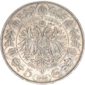 František Josef I.(1848-1918), 5 Koruna 1909 b.zn. - Schwartz